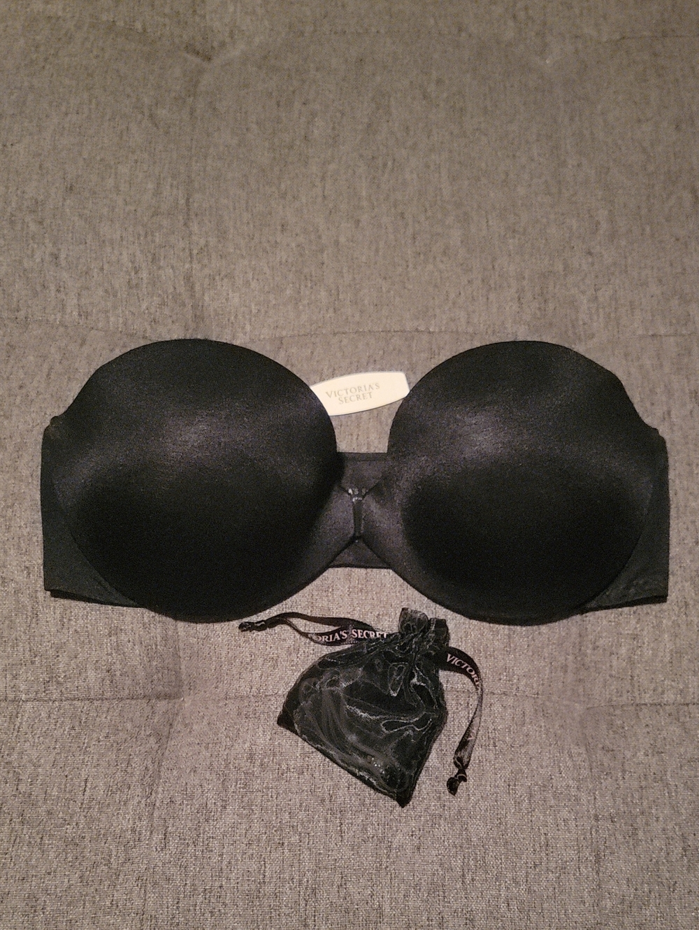 Victoria's Secret Incrediable Front Close Strapless Bra with Clear Straps-Black